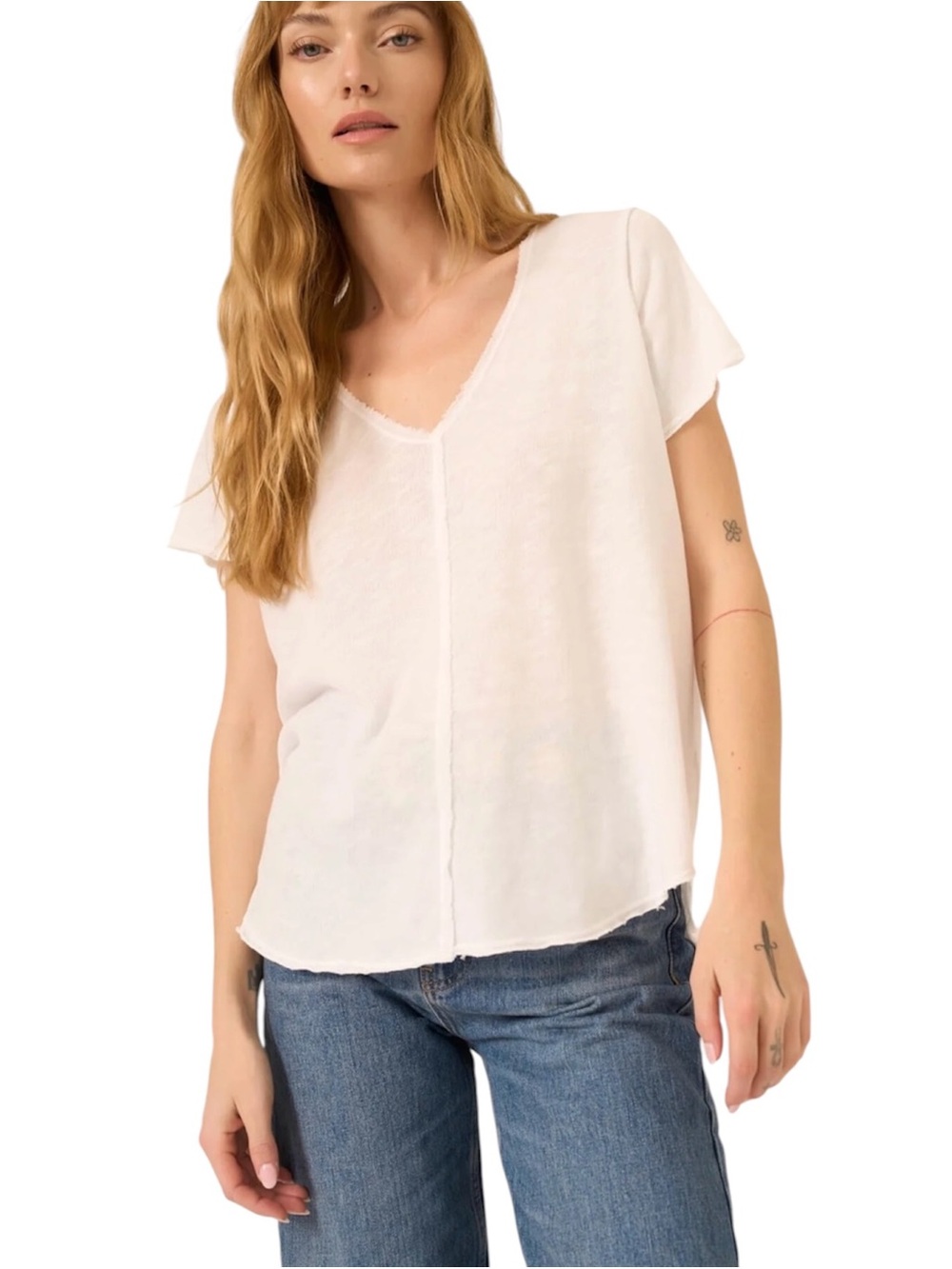 Project Social T Los Angeles Wearever Tee in White V-neck Relaxed Fit Sz XS